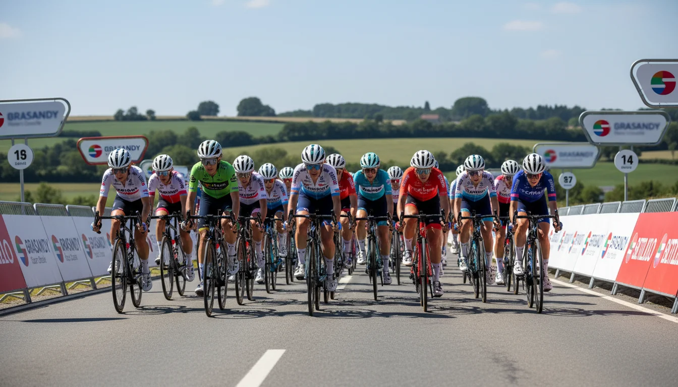 Pelotón de ciclismo femenino profesional compitiendo en una carrera del Women's WorldTour